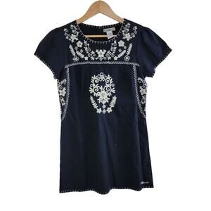 Billabong Floral Embroidered Mini Dress Womens size XS Black Short Sleeve
